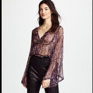 IRO Ginger Sheer Patterned Blouse in Purple and Black
